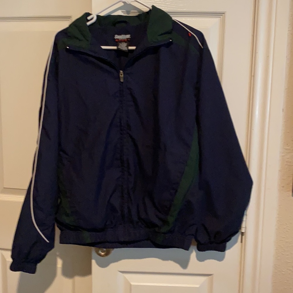 Lightweight jacket with light lining throughout-dark blue w green never worn